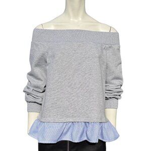 Off the Shoulder Sweatshirt with Ruffle Hem After Market M NWT